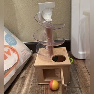 Lovevery Wooden Ball Drop - Natural Wood with Purple and Yellow/Red Ball